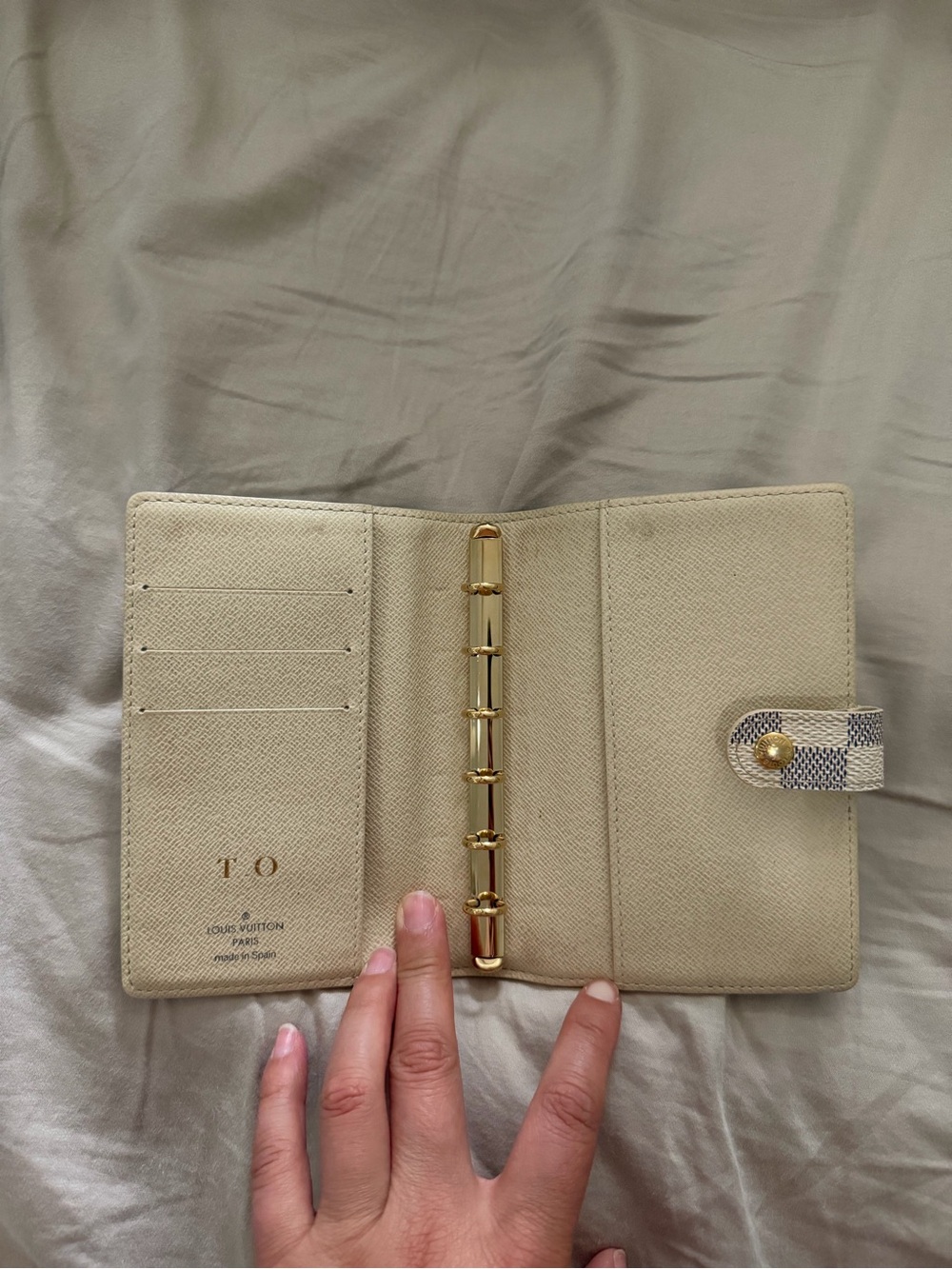 Louis Vuitton Damier Azur Check Passport Holder in Cream and Blue - Picture 3 of 4